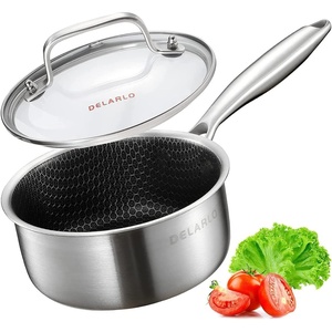 image:imageDELARLO Kitchen Pot Set TriPly Stainless Steel Saucepan Set 10QT 2QT 35QT Cooking Set Fast Even Heat Saucepan set Compatible with all Cooktops 600Lids 30035QT Pot with a Steamer15QT