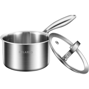 image:imageDELARLO Kitchen Pot Set TriPly Stainless Steel Saucepan Set 10QT 2QT 35QT Cooking Set Fast Even Heat Saucepan set Compatible with all Cooktops 600Lids 30035QT Pot with a Steamer10QT
