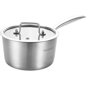 image:imageDELARLO Kitchen Pot Set TriPly Stainless Steel Saucepan Set 10QT 2QT 35QT Cooking Set Fast Even Heat Saucepan set Compatible with all Cooktops 600Lids 30035QT Pot with a Steamer3QT