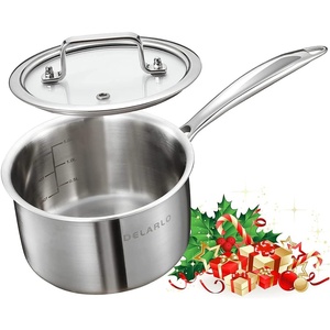 image:imageDELARLO Kitchen Pot Set TriPly Stainless Steel Saucepan Set 10QT 2QT 35QT Cooking Set Fast Even Heat Saucepan set Compatible with all Cooktops 600Lids 30035QT Pot with a Steamer25QTSS