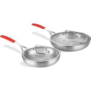 image:imageDELARLO Whole body TriPly Stainless Steel 8inch Small Frying Pan Chefs Pans Oven safe induction kitchen skilletSuitable for All Stove Detachable HandleSet 812Set With Lid