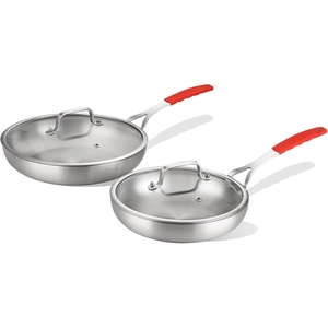 image:imageDELARLO Whole body TriPly Stainless Steel 8inch Small Frying Pan Chefs Pans Oven safe induction kitchen skilletSuitable for All Stove Detachable HandleSet 1012Set With Lid