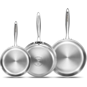 image:imageDELARLO Whole body TriPly Stainless Steel 8inch Small Frying Pan Chefs Pans Oven safe induction kitchen skilletSuitable for All Stove Detachable Handle81012Set