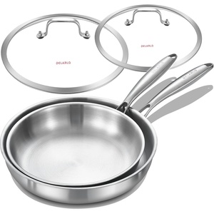 image:imageDELARLO Whole body TriPly Stainless Steel Kitchen Cookware Set of 14 With Lid Heats quickly Cookware Suitable for All Stove Kitchen Pots and Pans setsStainless Steel