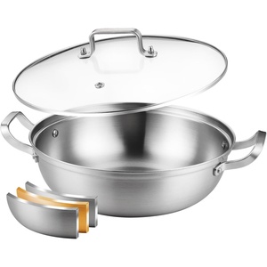 image:imageDelarlo TriPly Stainless Steel Hot Pot 14 inch Everyday pan With lid Everything Pan Durable Deep Saute Pan 7QT Induction Cooking PotWoks amp StirFry Pans Oven Safe Stock PotStainless Steel