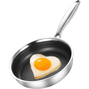 image:imageDELARLO 55inch TriPly Stainless Steel Omelette Pans Single Egg Frying Pan Nonstick Ceramic Frying Pan Small Pan for Steak Durable Pan Induction Skillets Compatible with All Cooktops Up to 600Stainless Steel