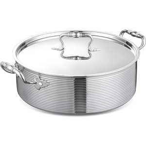 image:imageDELARLO TriPly Stainless 7QT Braiser Pan With Steel LidInduction Saute pan Cooking PotJumbo Cooker Deep Frying Pan 12 InchDishwasher and Oven SafeCompatible With All Cooktops Up to 6505QT