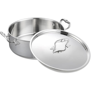 image:imageDELARLO TriPly Stainless 7QT Braiser Pan With Steel LidInduction Saute pan Cooking PotJumbo Cooker Deep Frying Pan 12 InchDishwasher and Oven SafeCompatible With All Cooktops Up to 6507QT