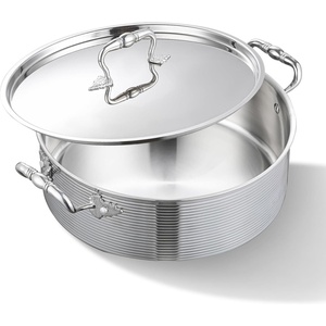 image:imageDELARLO TriPly Stainless 7QT Braiser Pan With Steel LidInduction Saute pan Cooking PotJumbo Cooker Deep Frying Pan 12 InchDishwasher and Oven SafeCompatible With All Cooktops Up to 6508QT