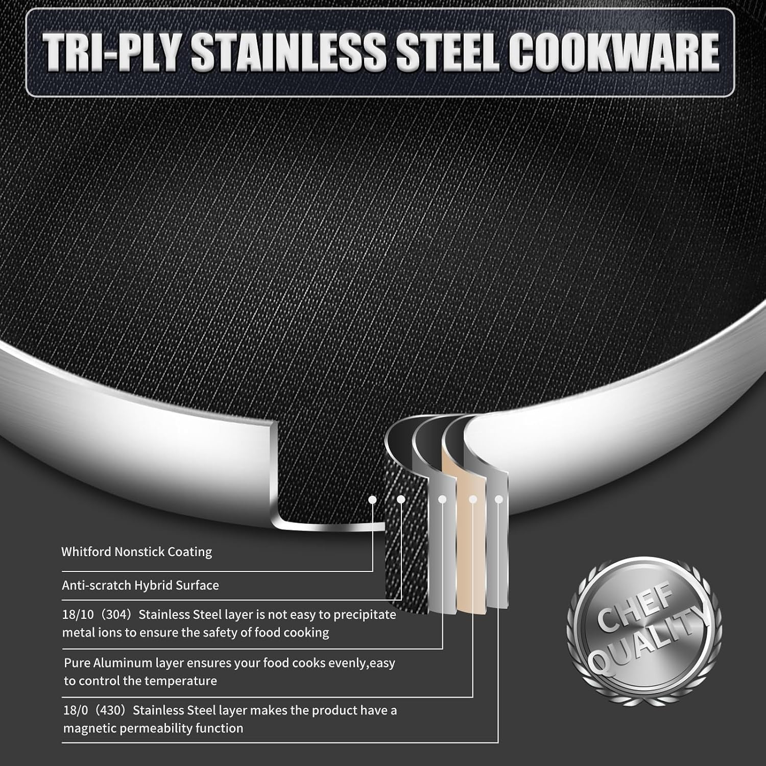 image:imageDELARLO 16 Inch Stainless Steel Paella Pan with Lid 5Ply Fully CladJumbo Frying Pan for 1214 Servings PFOA amp PTFE Free Skillet for Gas Stove Great for Paella Parties Indoors OutdoorsStainless Steel